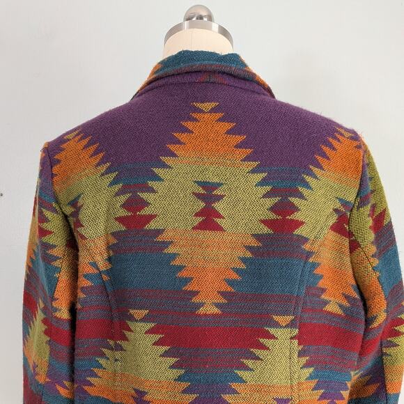 Vintage Southwestern Jacket Blazer 1X Green Purple Mutli West Geometric Concho - Picture 6 of 15